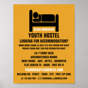 Bed-Logo, Werbung für Jugendherbergen Poster