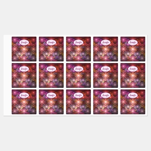 Bed of Blume farbenfrohe Abstrakte Fraktal Art Nam Etiketten (Blatt)