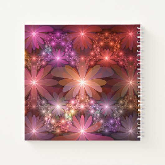 Bed of Blume farbenfrohe Abstrakte Fraktal Art Nam Notizblock (Rückseite)