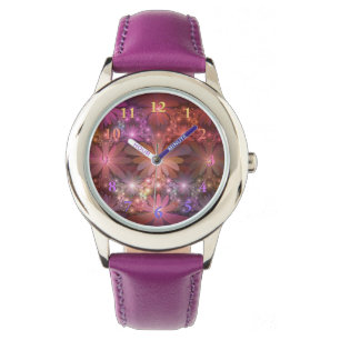 Bed of Blume farbenfrohe Shiny Abstrakte Fraktal K Armbanduhr