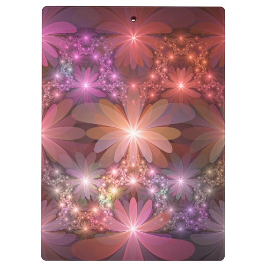 Bed of Blume farbenfrohe Shiny Abstrakte Fraktal K Klemmbrett (Rückseite)