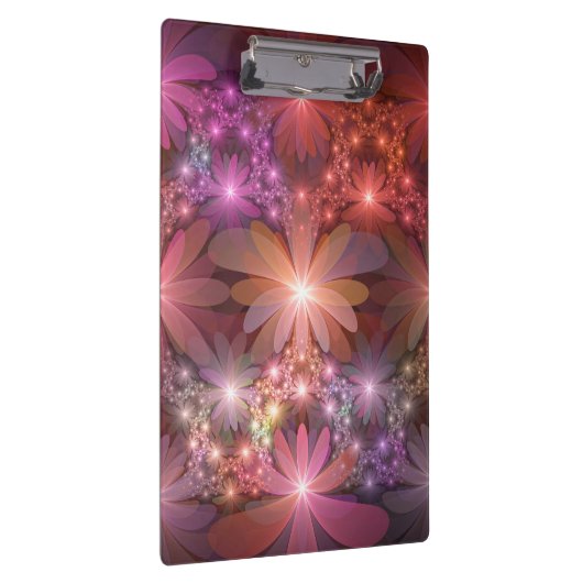 Bed of Blume farbenfrohe Shiny Abstrakte Fraktal K Klemmbrett (Rechts)