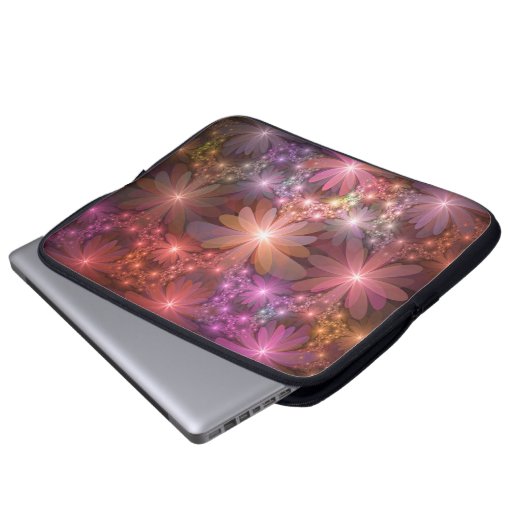 Bed of Blume farbenfrohe Shiny Abstrakte Fraktal K Laptopschutzhülle (Vorne Knopf)