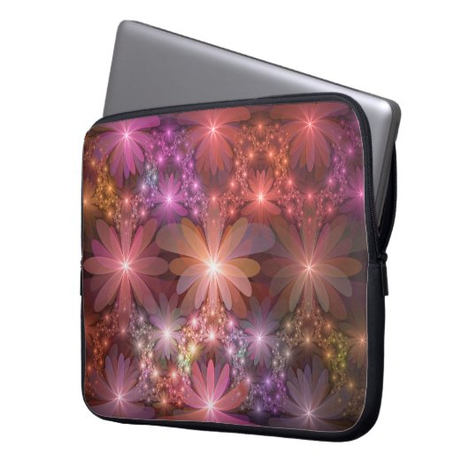 Bed of Blume farbenfrohe Shiny Abstrakte Fraktal K Laptopschutzhülle (Vorderseite Links)