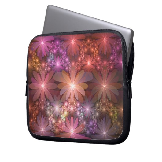 Bed of Blume farbenfrohe Shiny Abstrakte Fraktal K Laptopschutzhülle (Vorderseite Links)