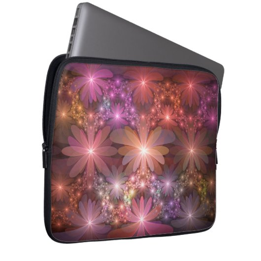 Bed of Blume farbenfrohe Shiny Abstrakte Fraktal K Laptopschutzhülle (Vorne Rechts)