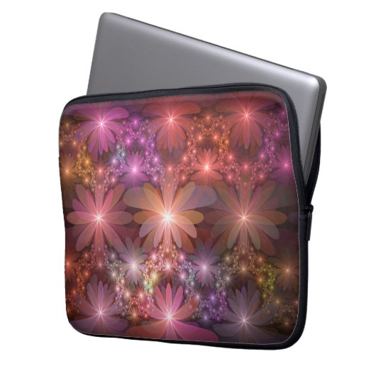 Bed of Blume farbenfrohe Shiny Abstrakte Fraktal K Laptopschutzhülle (Vorderseite Links)