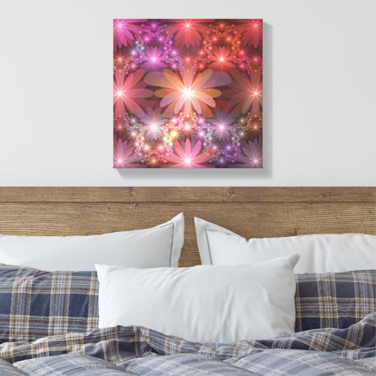 Bed of Blume farbenfrohe Shiny Abstrakte Fraktal K Leinwanddruck (Insitu (Schlafzimmer))