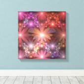 Bed of Blume farbenfrohe Shiny Abstrakte Fraktal K Leinwanddruck (Insitu (Holzboden))