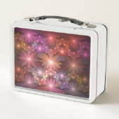 Bed of Blume farbenfrohe Shiny Abstrakte Fraktal K Metall Brotdose (Rückseite)