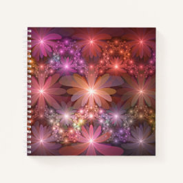 Bed of Blume farbenfrohe Shiny Abstrakte Fraktal K Notizblock