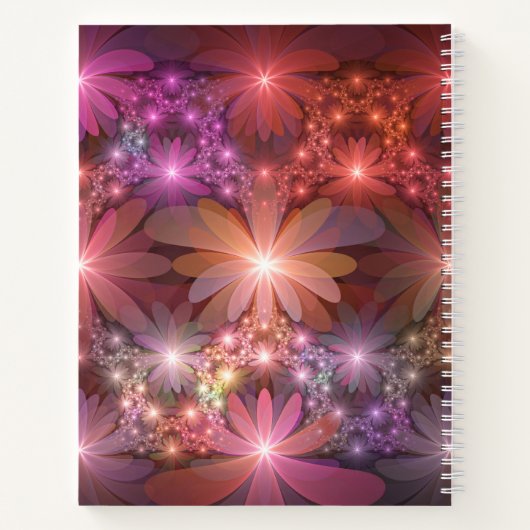Bed of Blume farbenfrohe Shiny Abstrakte Fraktal K Notizblock (Rückseite)