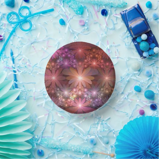 Bed of Blume farbenfrohe Shiny Abstrakte Fraktal K Pappteller (Party)