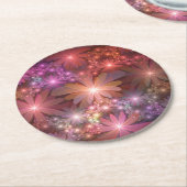 Bed of Blume farbenfrohe Shiny Abstrakte Fraktal K Runder Pappuntersetzer (Angewinkelt)