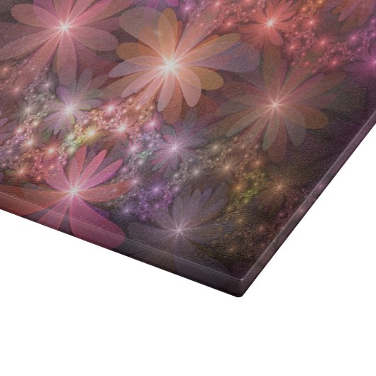 Bed of Blume farbenfrohe Shiny Abstrakte Fraktal K Schneidebrett (Ecke)