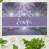 Bed of Blume Trendy Shiny Abstrakt Fraktal Name Geschirrtuch (Gefaltet)