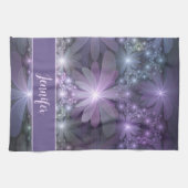 Bed of Blume Trendy Shiny Abstrakt Fraktal Name Geschirrtuch (Horizontal)