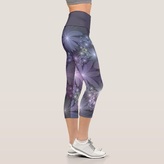 Bed of Blume Trendy Shiny Abstraktes Fraktal Kunst Capri Leggings (Rechts)