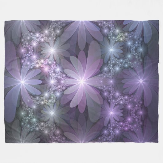 Bed of Blume Trendy Shiny Abstraktes Fraktal Kunst Fleecedecke (Vorderseite (Horizontal))