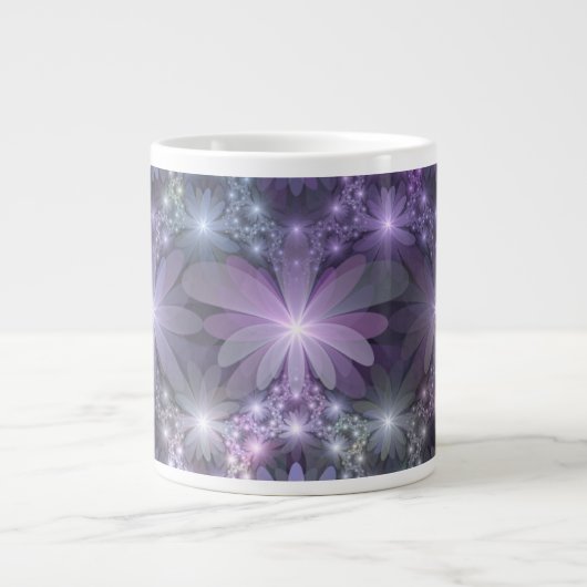 Bed of Blume Trendy Shiny Abstraktes Fraktal Kunst Jumbo-Tasse (Vorderseite)