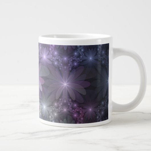 Bed of Blume Trendy Shiny Abstraktes Fraktal Kunst Jumbo-Tasse (Rechts)