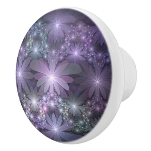 Bed of Blume Trendy Shiny Abstraktes Fraktal Kunst Keramikknauf (Rechts)