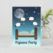 Bed, Sky und Counting Sheep bei Night PJ Party Einladung (Stehend Vorderseite)