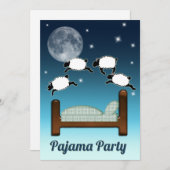 Bed, Sky und Counting Sheep bei Night PJ Party Einladung (Vorne/Hinten)