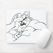 Bed Sleep Cat Dream Kitten Gute Freunde Mousepad (Mit Mouse)