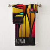 Bed Stached Glass cattails Mosaik Muster Badhandtuch Set (Insitu)