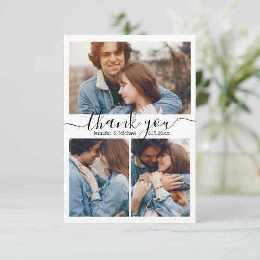 bedanken sich bei bedankt für 4 Fotos Collage Hoch Karte (Stehend Vorderseite)
