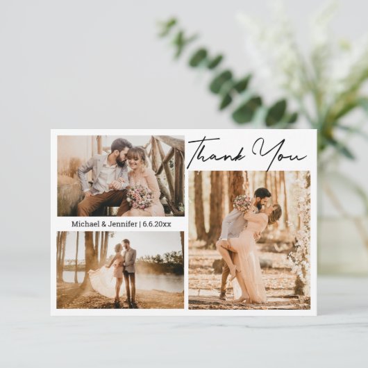 bedanken Sie sich für Ihre Hochzeitsfotokarte Einladung (Stehend Vorderseite)