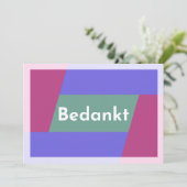 "Bedankt" Dankeskarte (Stehend Vorderseite)