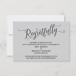 Bedauerlich Elegant Gray Canceled Wedding Card Einladung