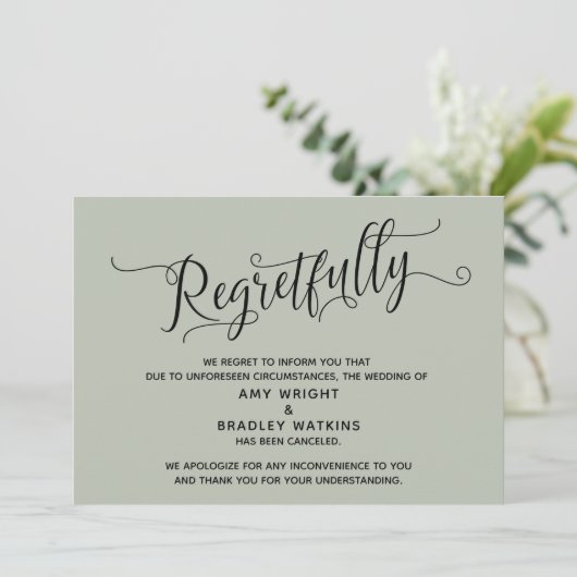 Bedauerlich Elegante Karte storniert Hochzeitskart (Stehend Vorderseite)