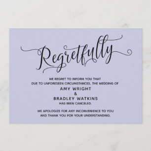 Bedauerlich eleganter Lavendel storniert Hochzeits Einladung