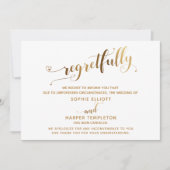 Bedauerlich stornierte Wedding Gold Calligraphy Ca Einladung (Vorderseite)