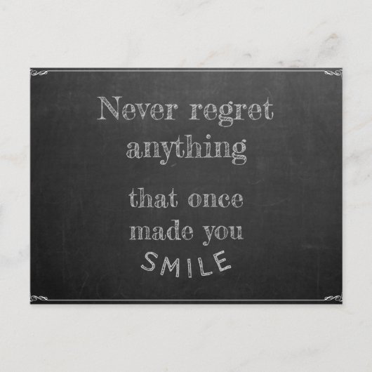 Bedauern Sie nie etwas Postkarte (Vorderseite)