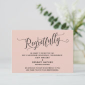Bedauernswert, elegante Blush Cancellation Wedding Einladung (Stehend Vorderseite)