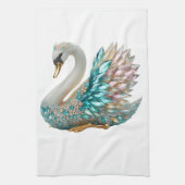 Bedazzled Diamond Swan Gold Crystal Bling Geschirrtuch (Vertikal)