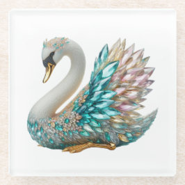 Bedazzled Diamond Swan Gold Crystal Bling Glasuntersetzer