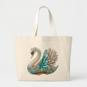 Bedazzled Diamond Swan Gold Crystal Bling Jumbo Stoffbeutel