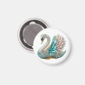 Bedazzled Diamond Swan Gold Crystal Bling Magnet (Vorderseite/Rückseite)