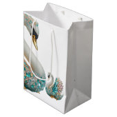 Bedazzled Diamond Swan Gold Crystal Bling Mittlere Geschenktüte (Vorderseite Schrägansicht)