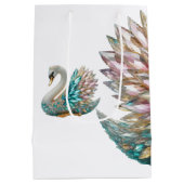 Bedazzled Diamond Swan Gold Crystal Bling Mittlere Geschenktüte (Rückseite)