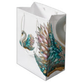Bedazzled Diamond Swan Gold Crystal Bling Mittlere Geschenktüte (Rückseite Schrägansicht)