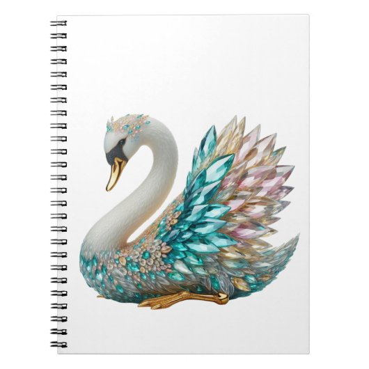 Bedazzled Diamond Swan Gold Crystal Bling Notizblock (Vorderseite)