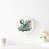 Bedazzled Diamond Swan Gold Crystal Bling Runde Wanduhr (Zuhause)