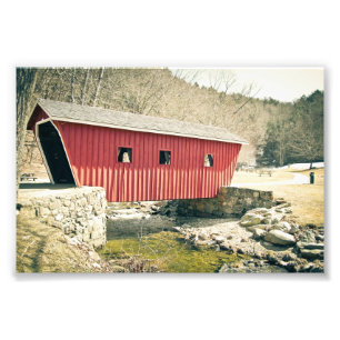 Bedeckte Brücke bei Kent fällt Staats-Park Fotodruck