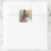 Bedenklicher Jesus Christus Stationärumschlag Quadratischer Aufkleber (Tasche)